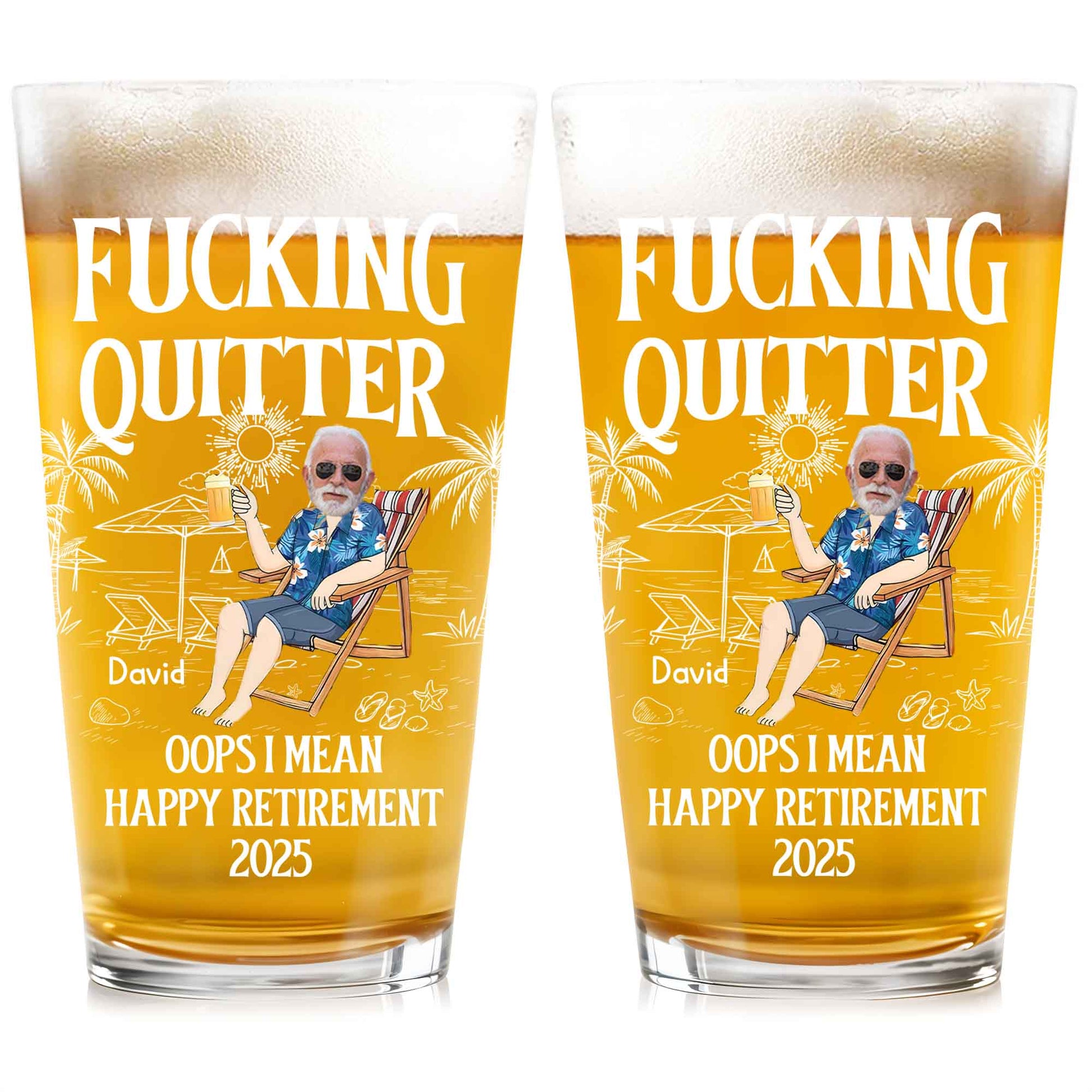 Effing Quitter. Oops I Mean Happy Retirement, Palm Trees, Sun, Beach Chair