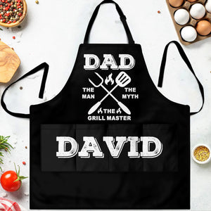 Dad The Man The Myth The Grill Master, Grill Tools And Fire - Personalized Apron - DAD116_AAP