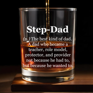 Step-Dad The Best Kind Of Dad, Text - Personalized Custom Whiskey Glass - DAD116_RWG