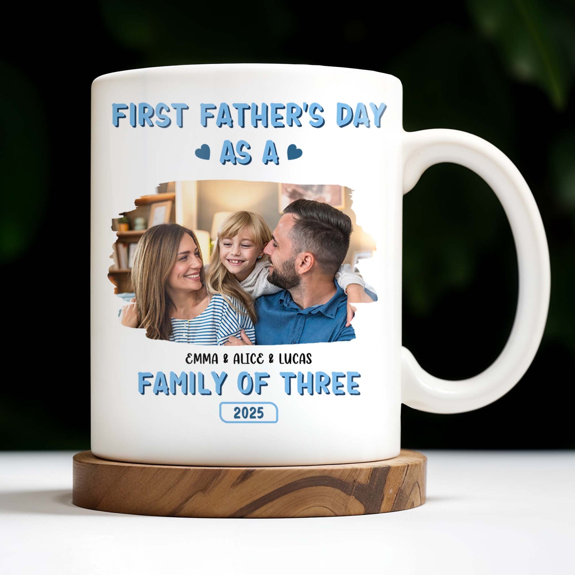 First Father's Day As A Family Of Three, Family Photo And Heart Icons