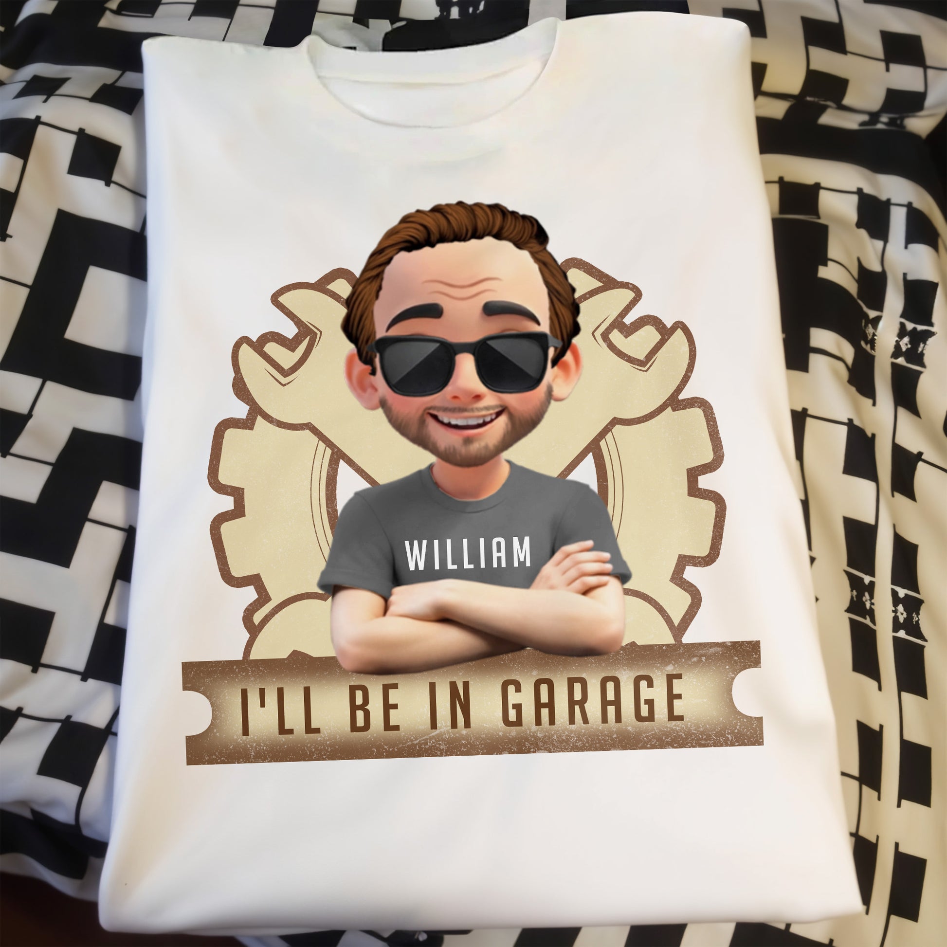 I'll Be In Garage, Gear and Sunglasses Design