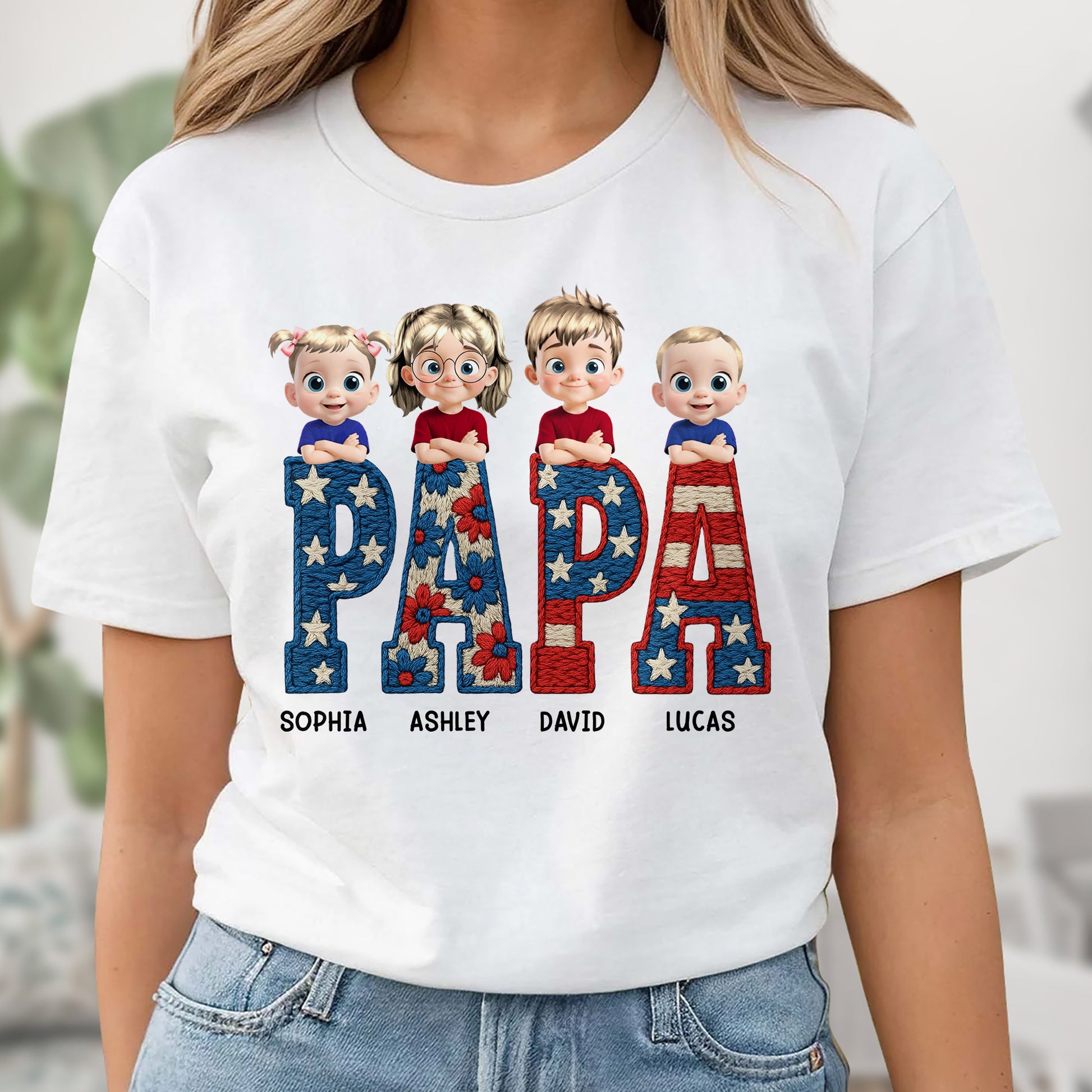 PAPA Custom Shirt With Cute Cartoon Children Design