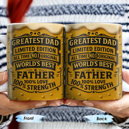 Greatest Dad, Limited Edition, All Time No.1 Original, World's Best Father, Beer Mug Design - Personalized Custom Coffee Mug - DAD129_MG