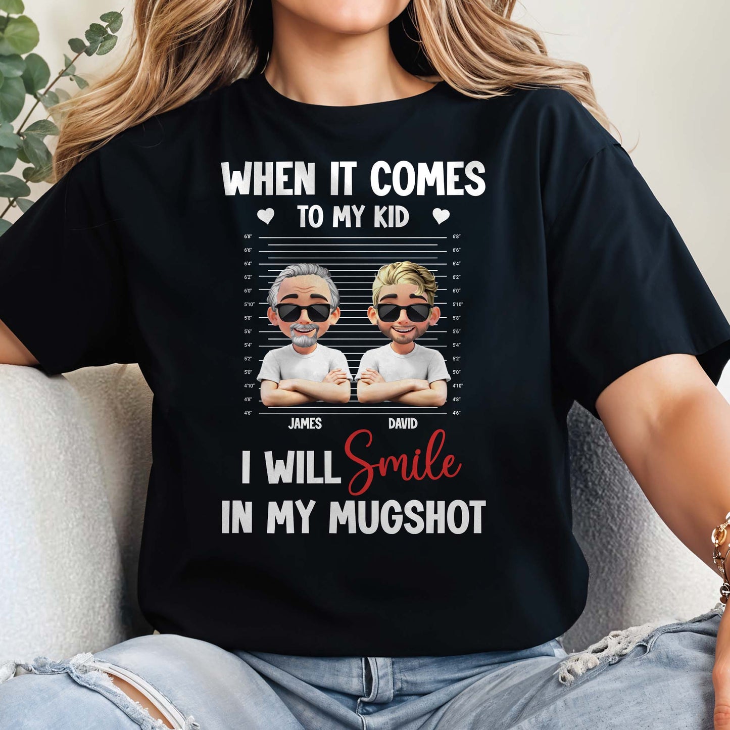 When It Comes To My Kid I Will Smile In My Mugshot, Caricature Figures