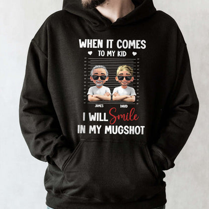When It Comes To My Kid I Will Smile In My Mugshot, Caricature Figures
