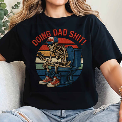 Doing Dad Shit, Skeleton On Toilet With Smartphone