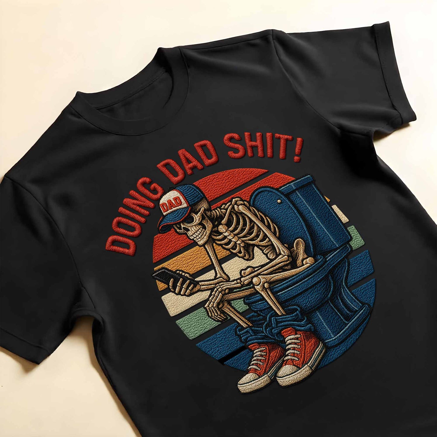 Doing Dad Shit, Skeleton On Toilet With Smartphone