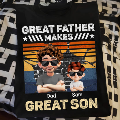 Great Father Make Great Son, Stars and Stripes - Personalized Custom Unisex T-shirt, Hoodie - DAD173_BBAS