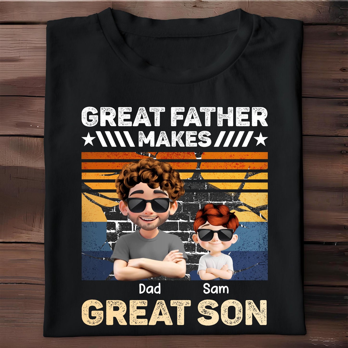 Great Father Make Great Son, Stars and Stripes - Personalized Custom Unisex T-shirt, Hoodie - DAD173_BBAS