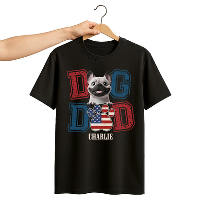 Dog Dad With American Flag Colors And Cute Dog