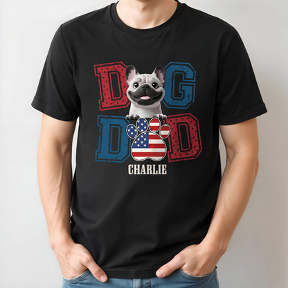 Dog Dad With American Flag Colors And Cute Dog