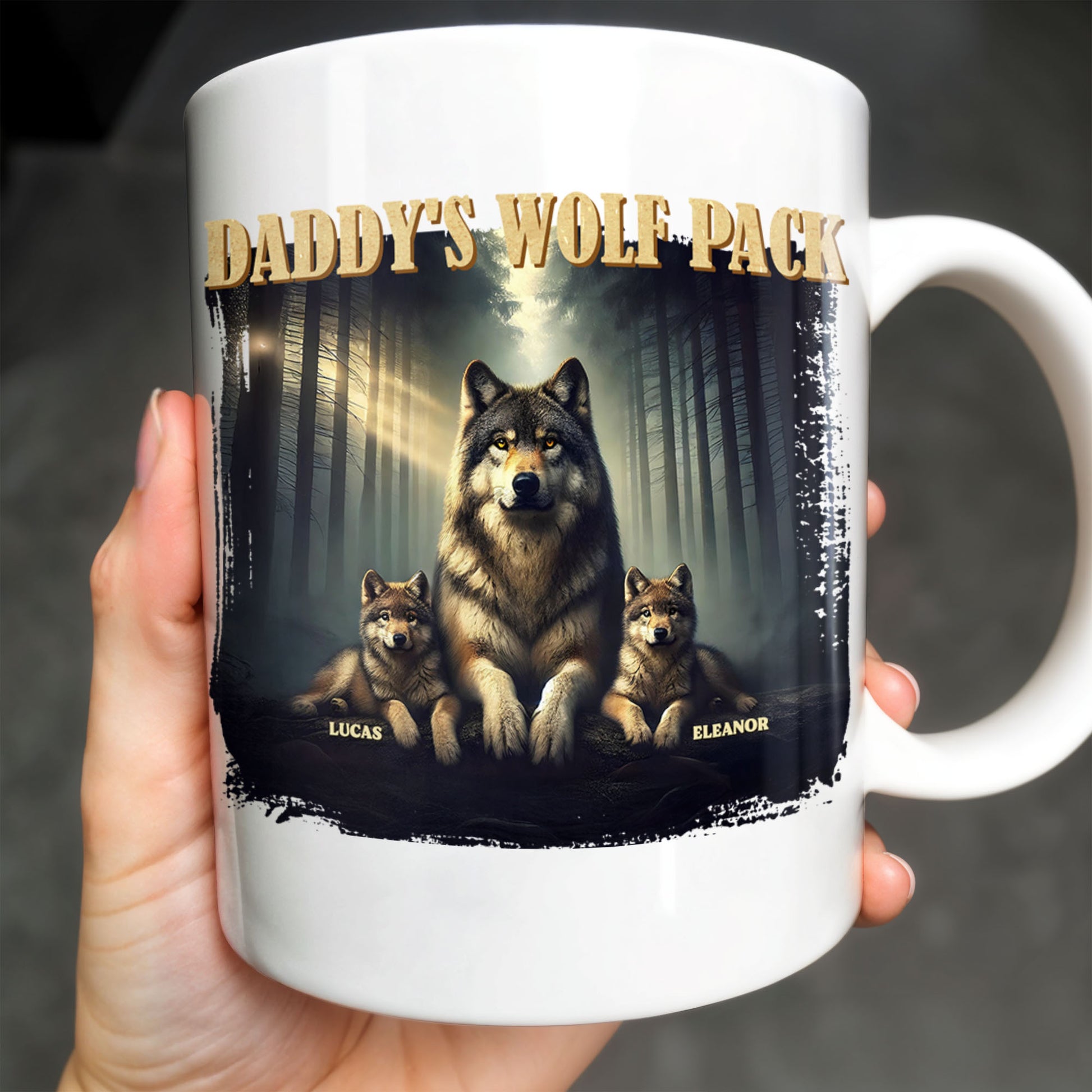 Daddy's Wolf Pack Featuring Wolves In Forest