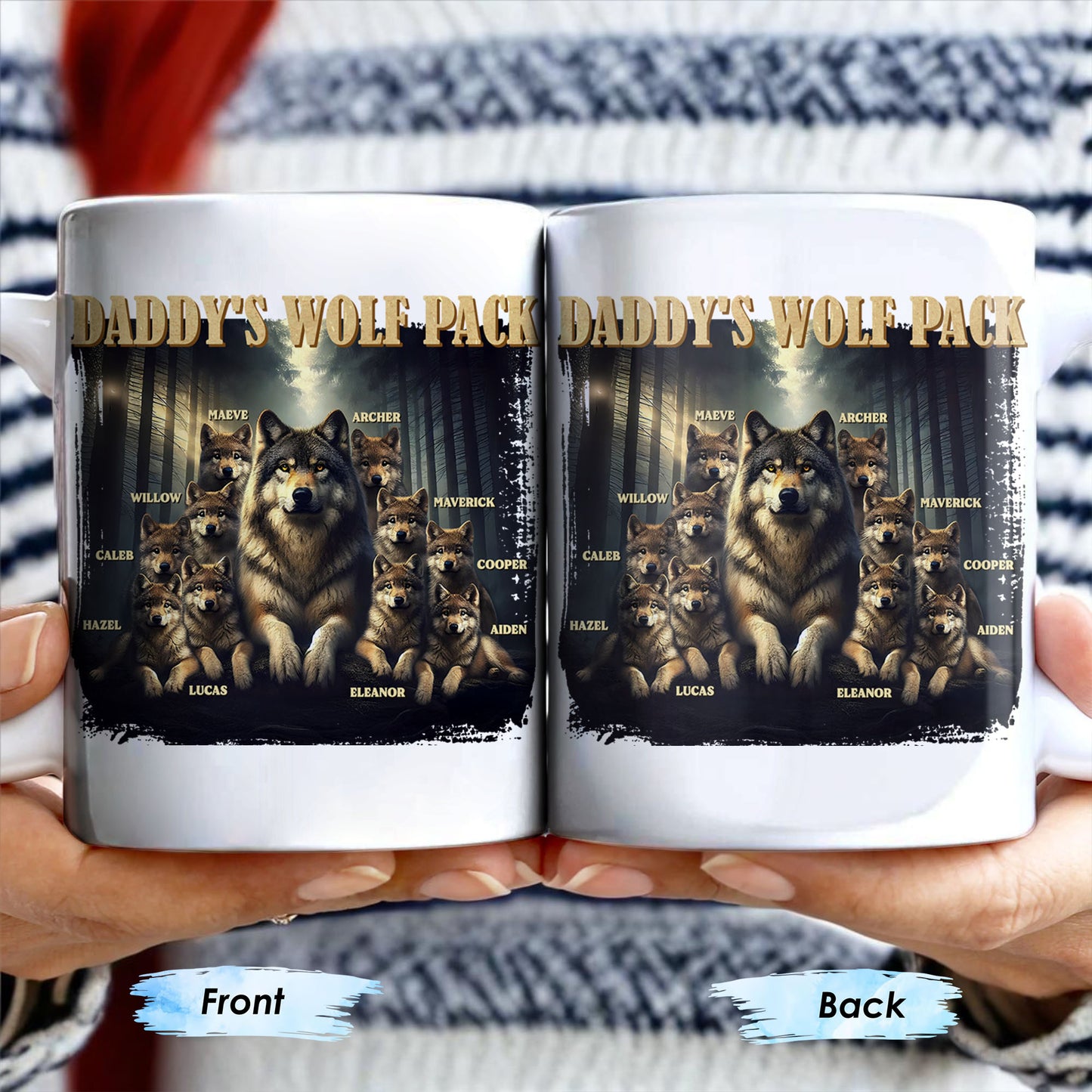 Daddy's Wolf Pack Featuring Wolves In Forest
