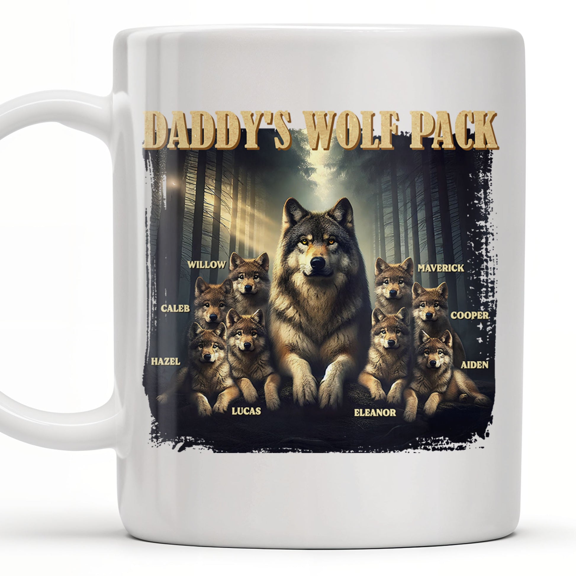 Daddy's Wolf Pack Featuring Wolves In Forest