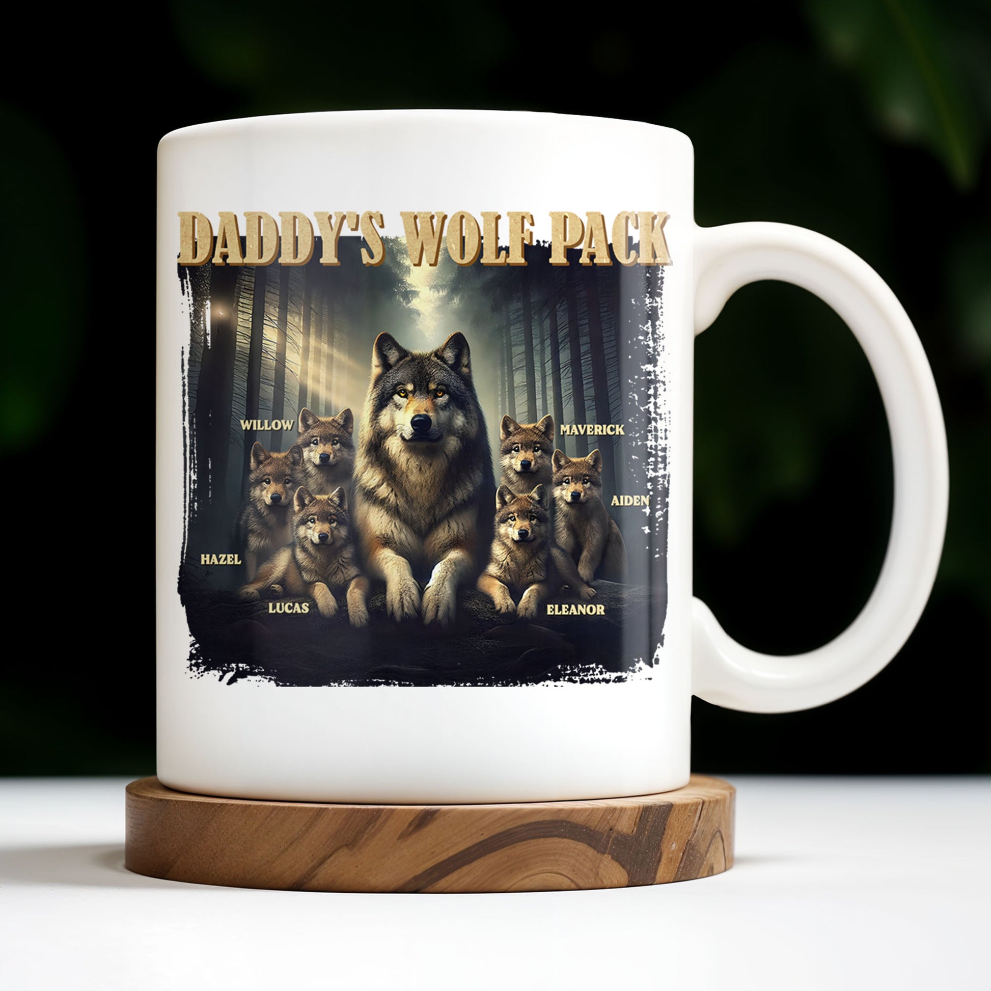Daddy's Wolf Pack Featuring Wolves In Forest