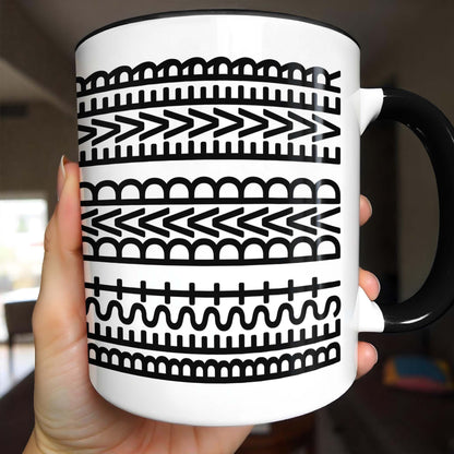 Best Dad Ever With Tribal Patterns - Personalized Custom Accent Mug - DAD213_AMUG