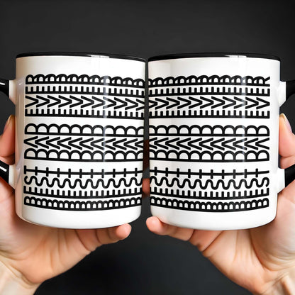 Best Dad Ever With Tribal Patterns - Personalized Custom Accent Mug - DAD213_AMUG