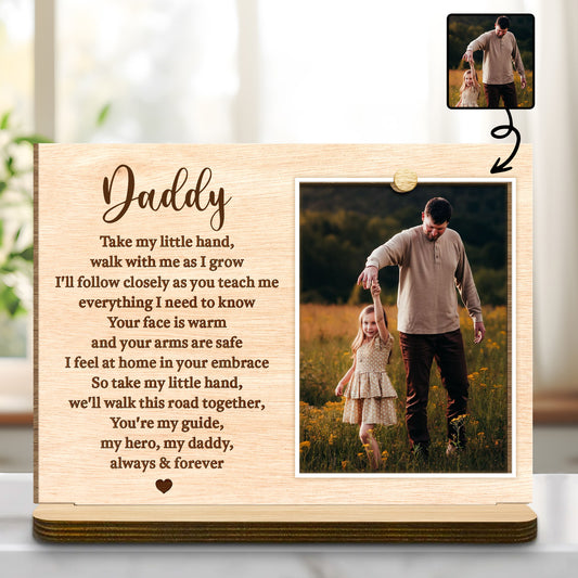 Daddy, Take My Little Hand, Photo Frame With Heart