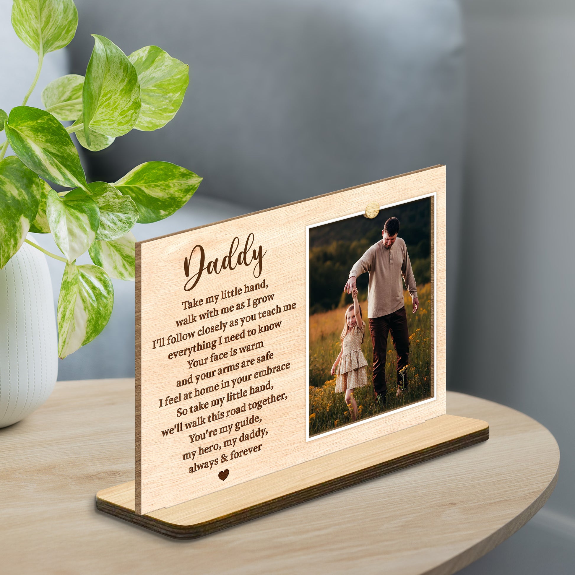 Daddy, Take My Little Hand, Photo Frame With Heart