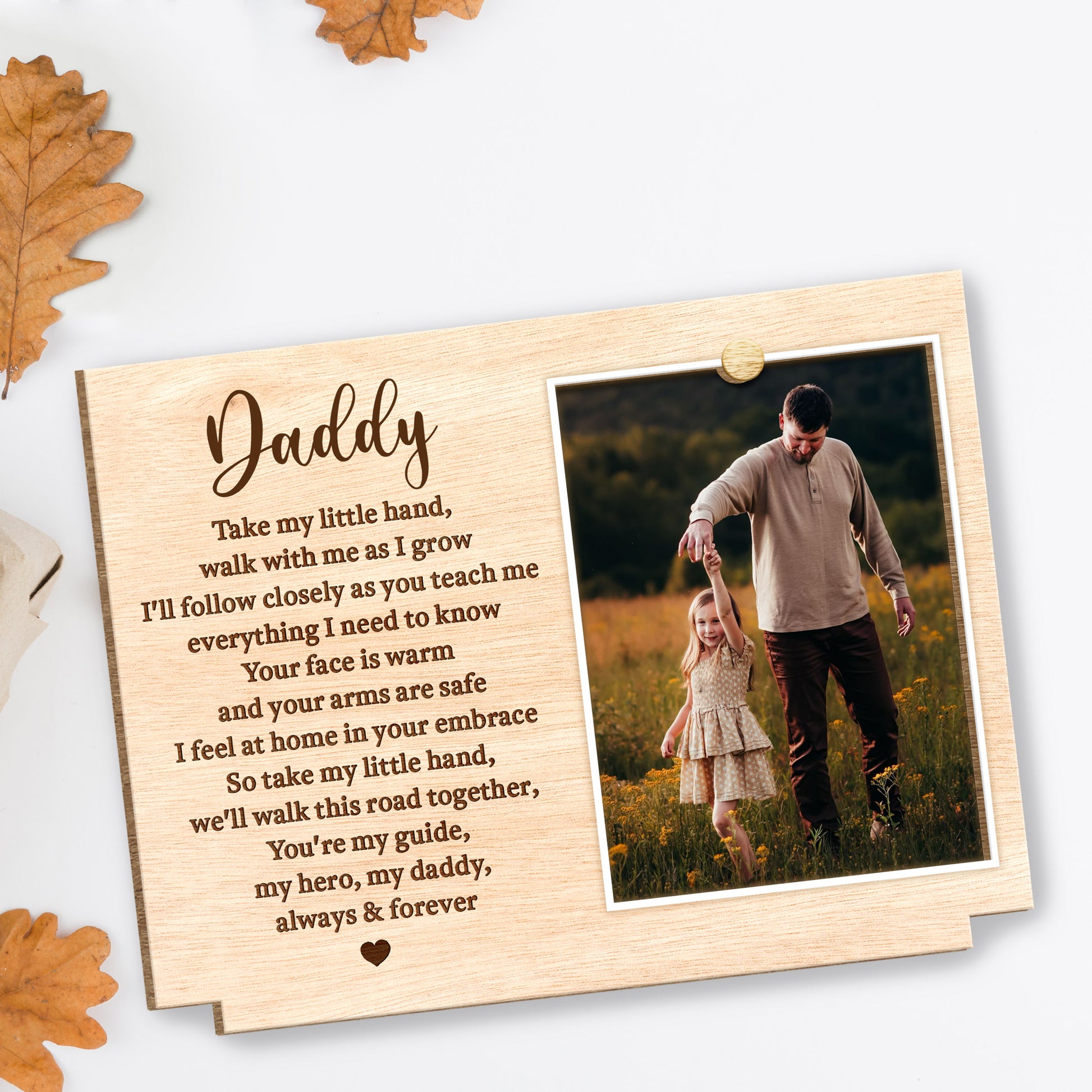 Daddy, Take My Little Hand, Photo Frame With Heart