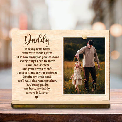 Daddy, Take My Little Hand, Photo Frame With Heart