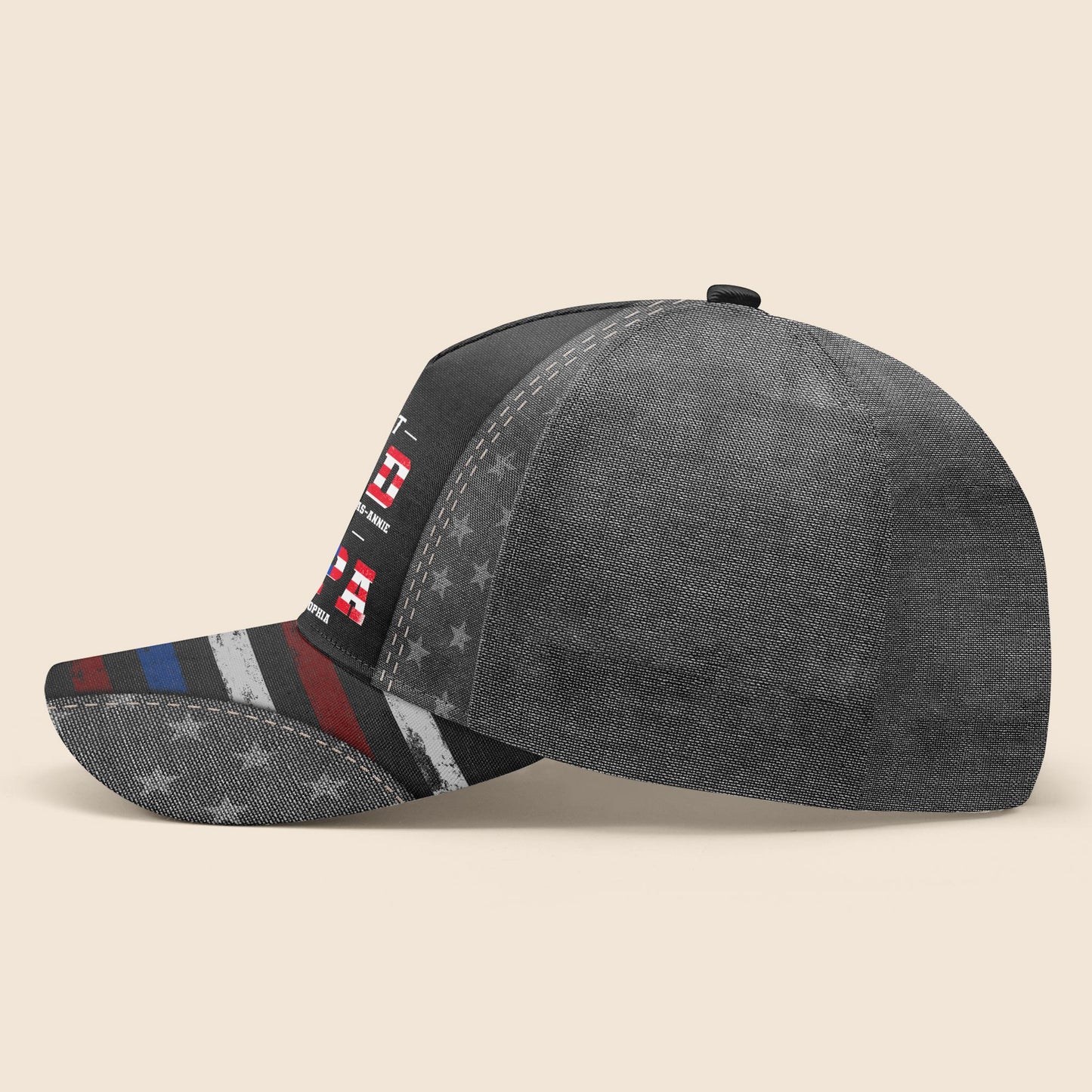 First Dad Now Papa With American Flag Design - Personalized Classic Cap - DAD216_CCAP
