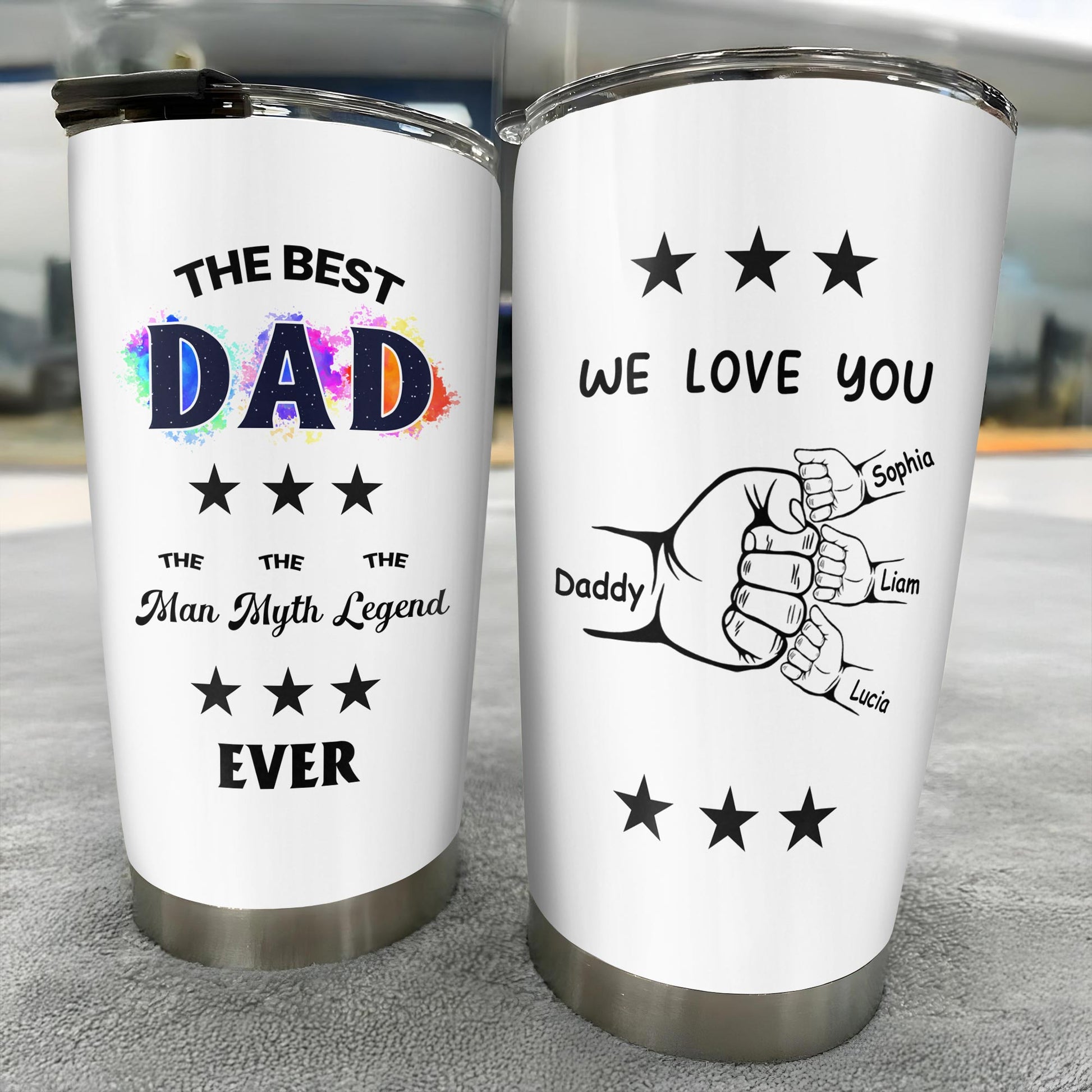 The Best Dad The Man Myth Legend Ever, Stars, Color Splash
