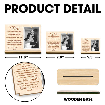 Papa ! Me donner ne signifie pas me laisser partir ! - Plaque en bois personnalisée à 2 couches avec base plate - DAD227_WPLA