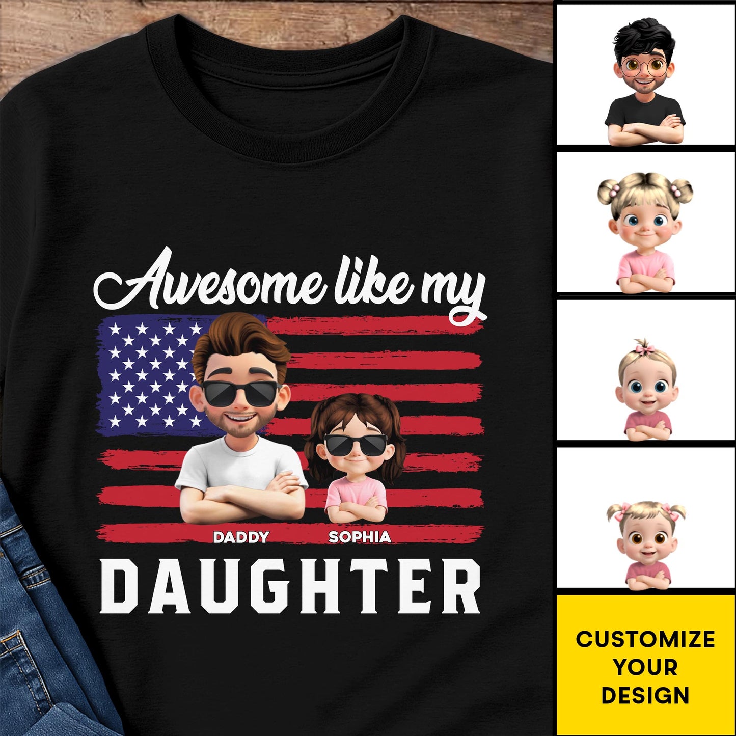 Awesome Like My Daughter USA Flag Tee