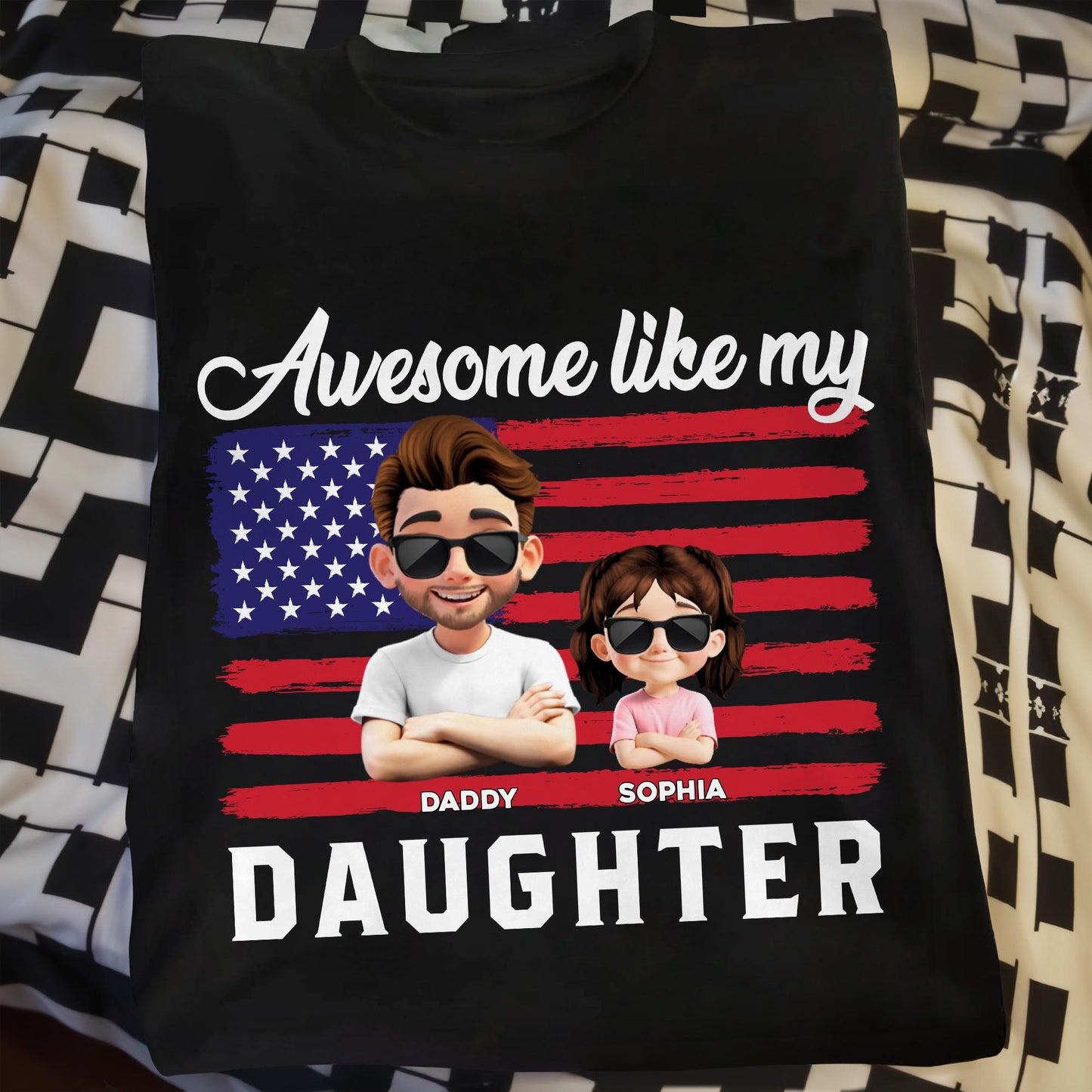 Awesome Like My Daughter USA Flag Tee