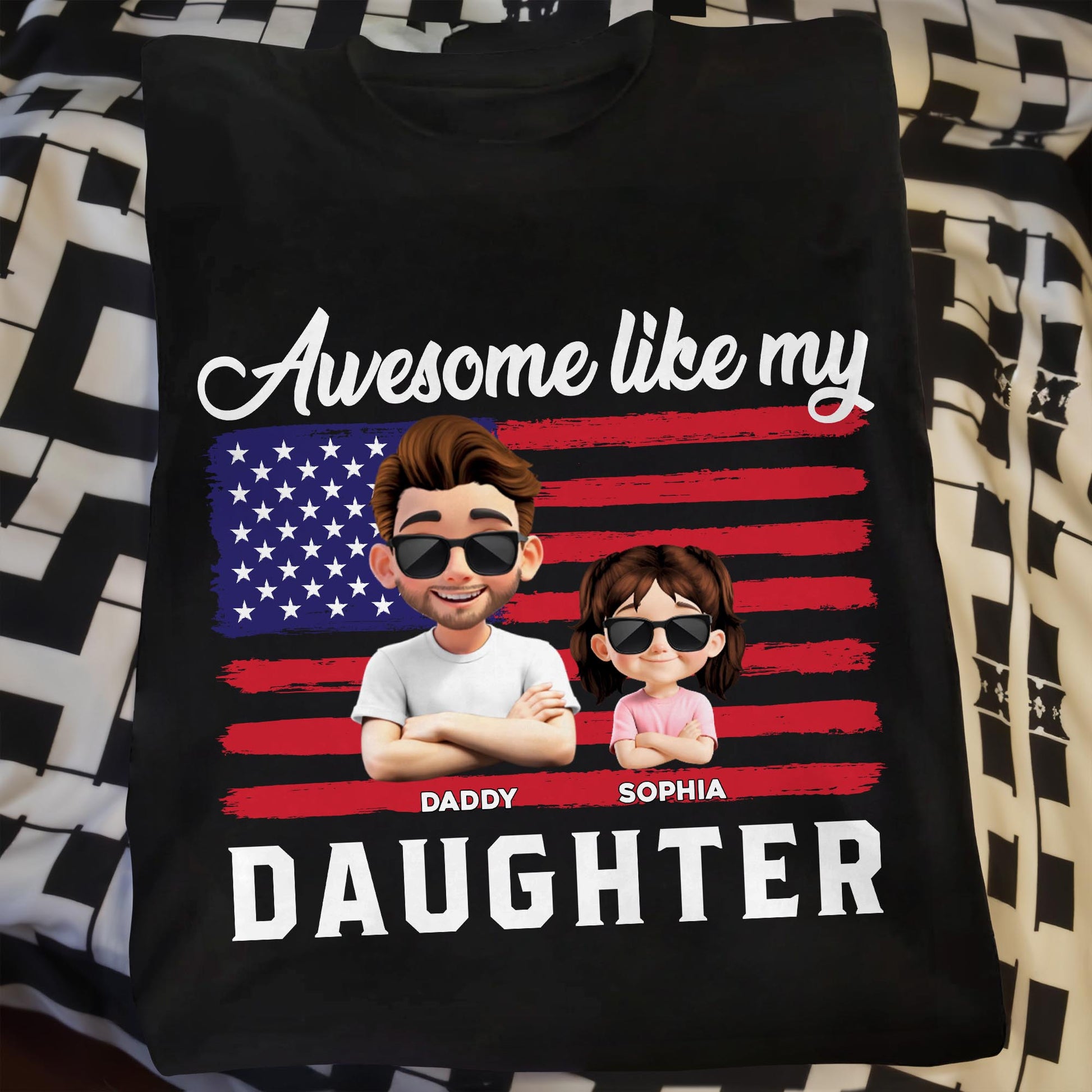 Awesome Like My Daughter USA Flag Tee