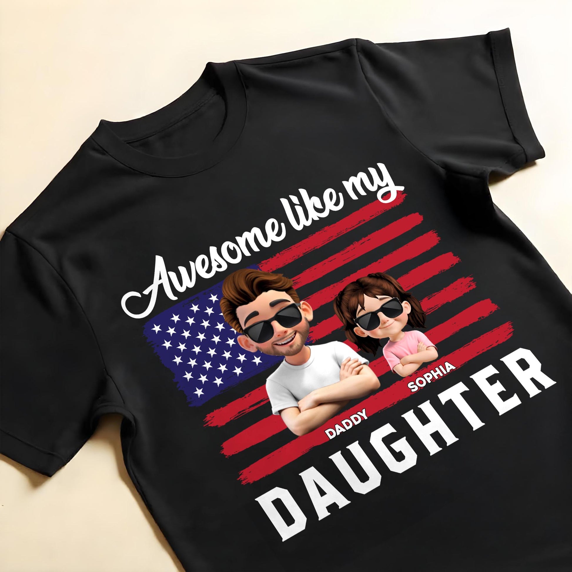 Awesome Like My Daughter USA Flag Tee