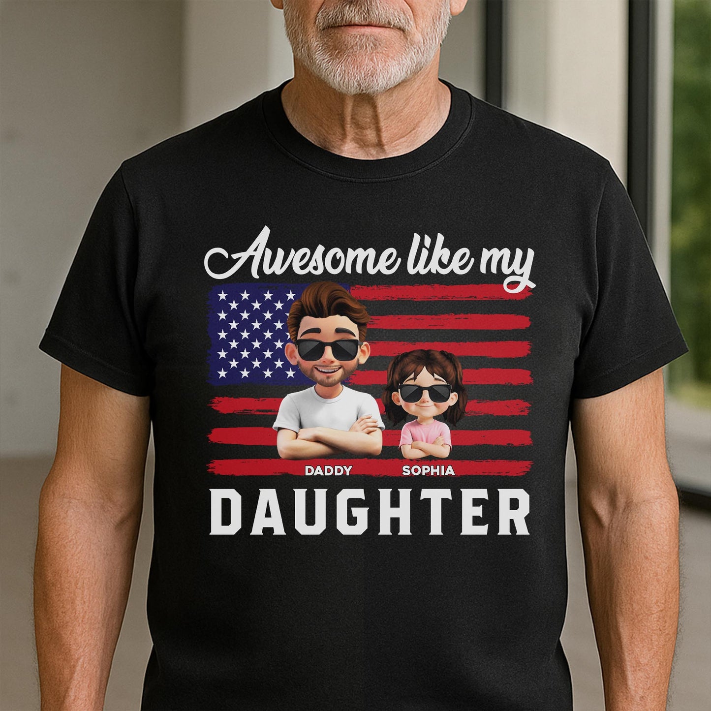 Awesome Like My Daughter USA Flag Tee