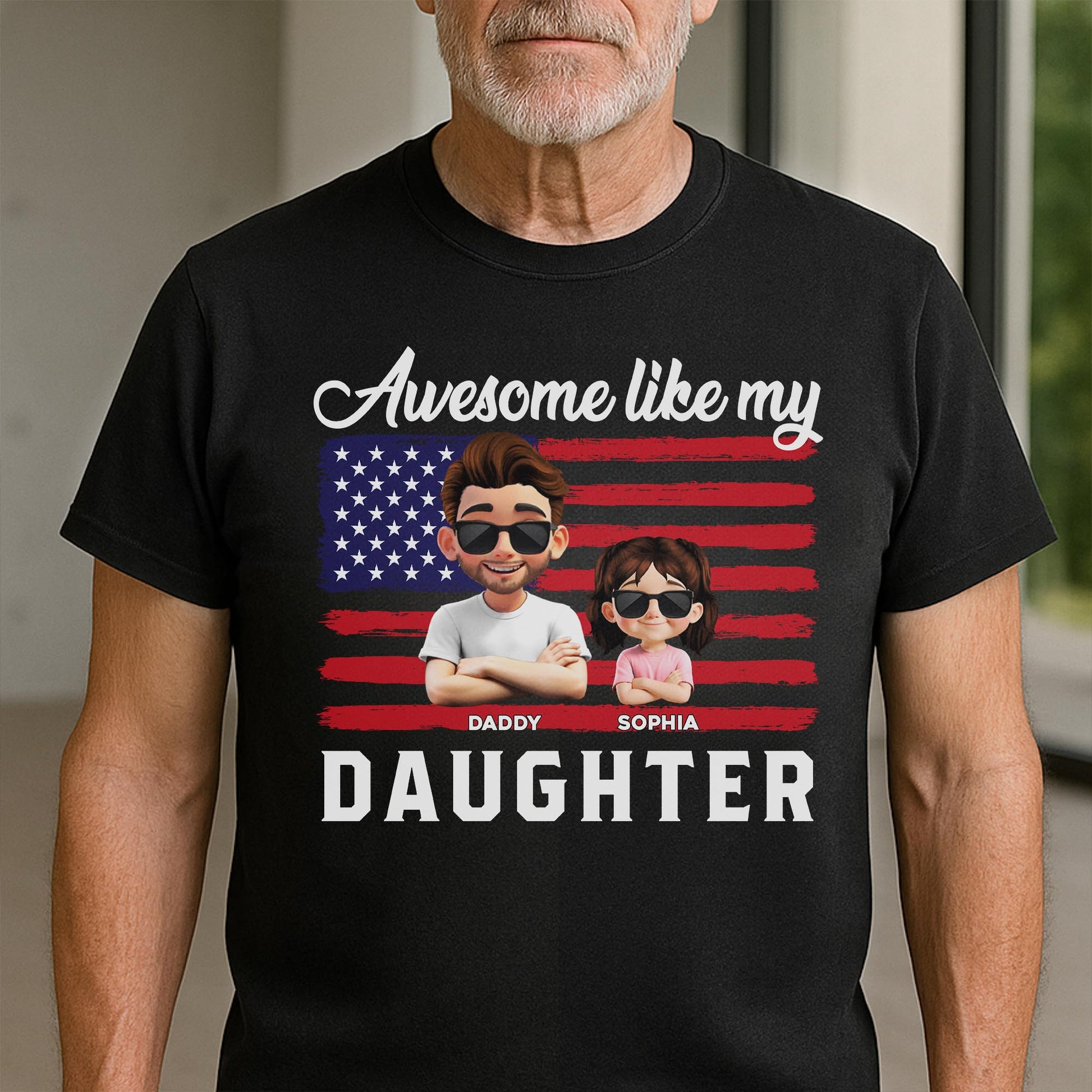 Awesome Like My Daughter USA Flag Tee