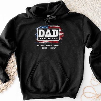 DAD Est With American Flag And Grunge Splatter