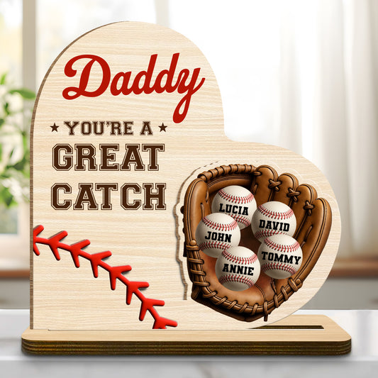Daddy You're A Great Catch With Baseball And Glove Design