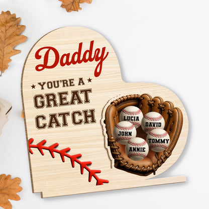 Daddy You're A Great Catch With Baseball And Glove Design
