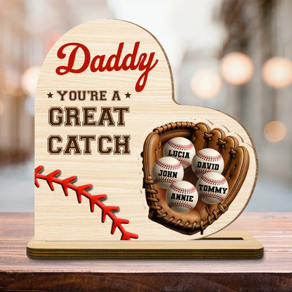 Daddy You're A Great Catch With Baseball And Glove Design
