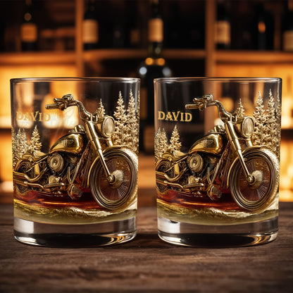 Celebrate Your Love For The Open Road - Personalized Custom Whiskey Glass - DAD262_RWG