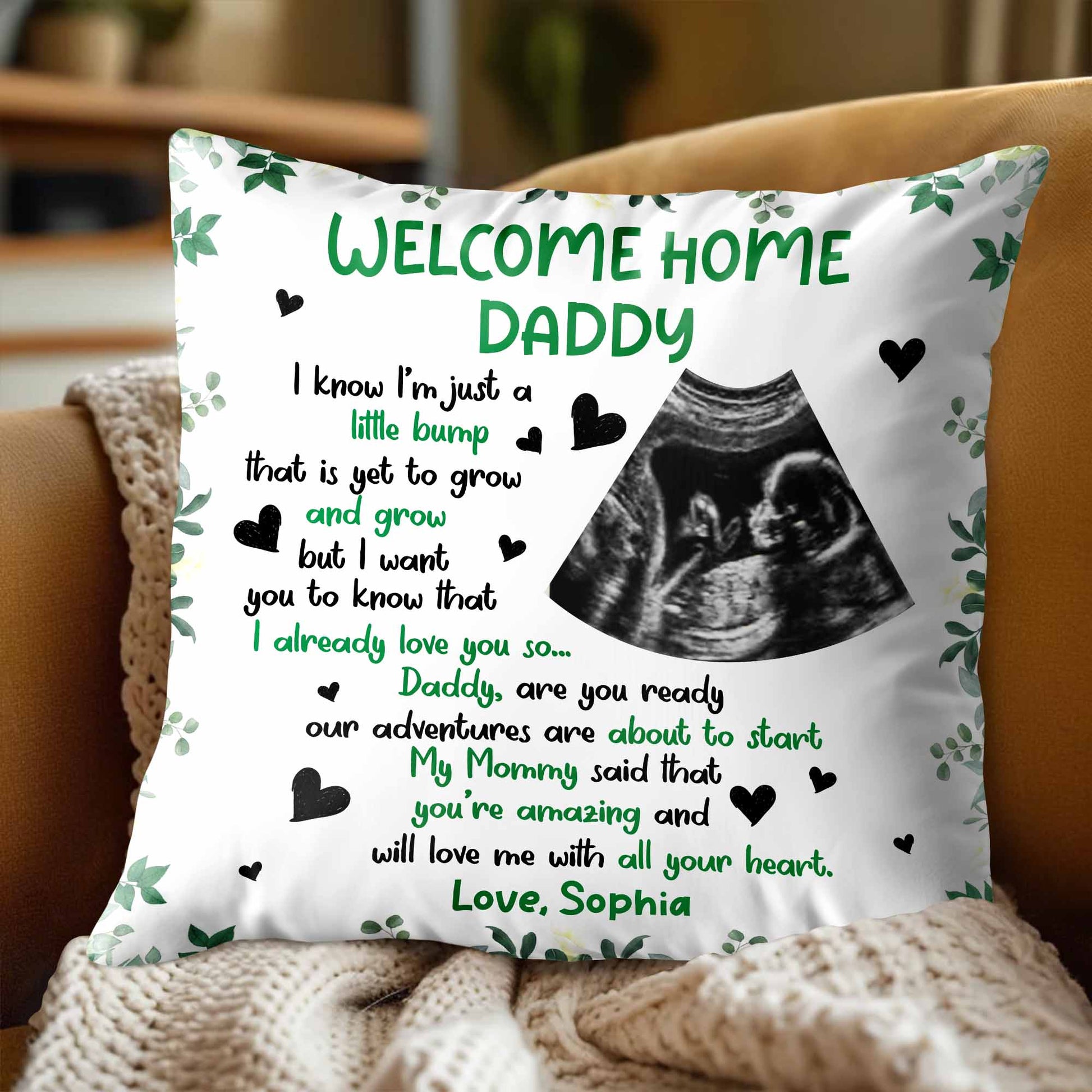 Welcome Home Daddy Sonogram And Heart Design