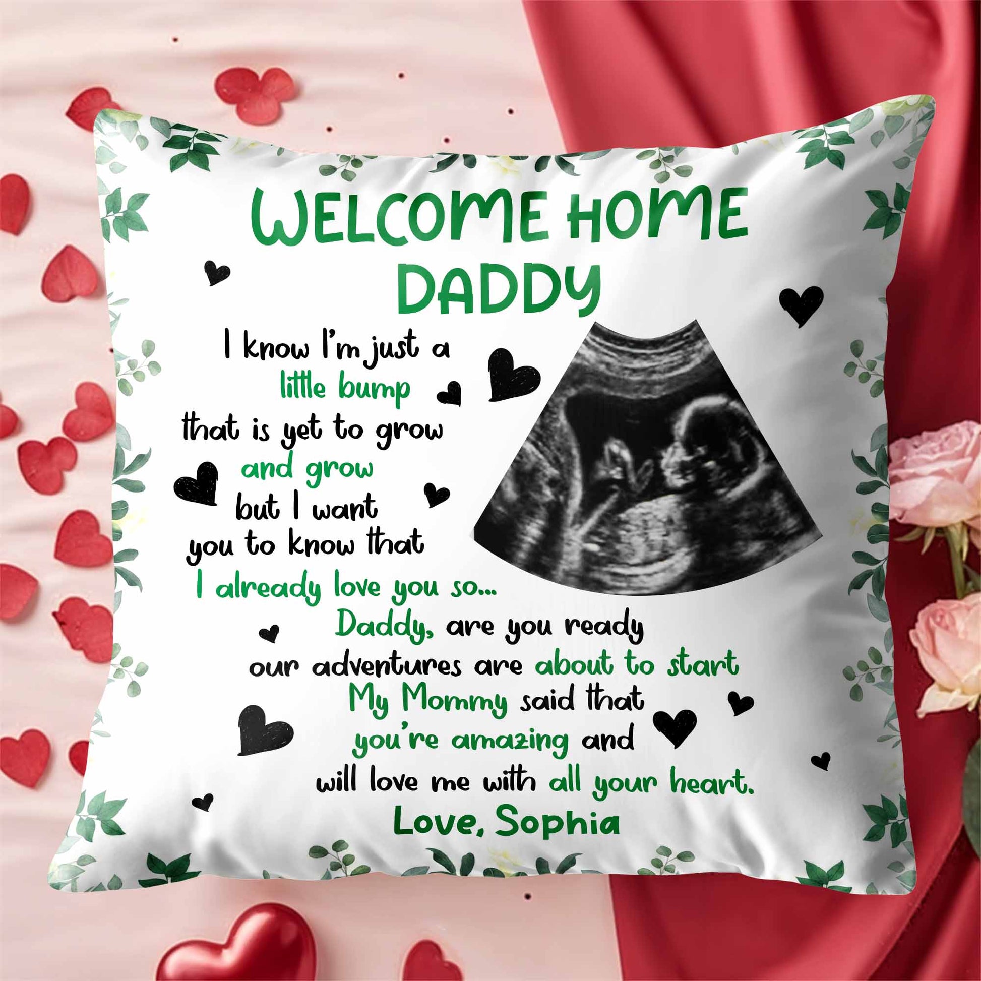 Welcome Home Daddy Sonogram And Heart Design