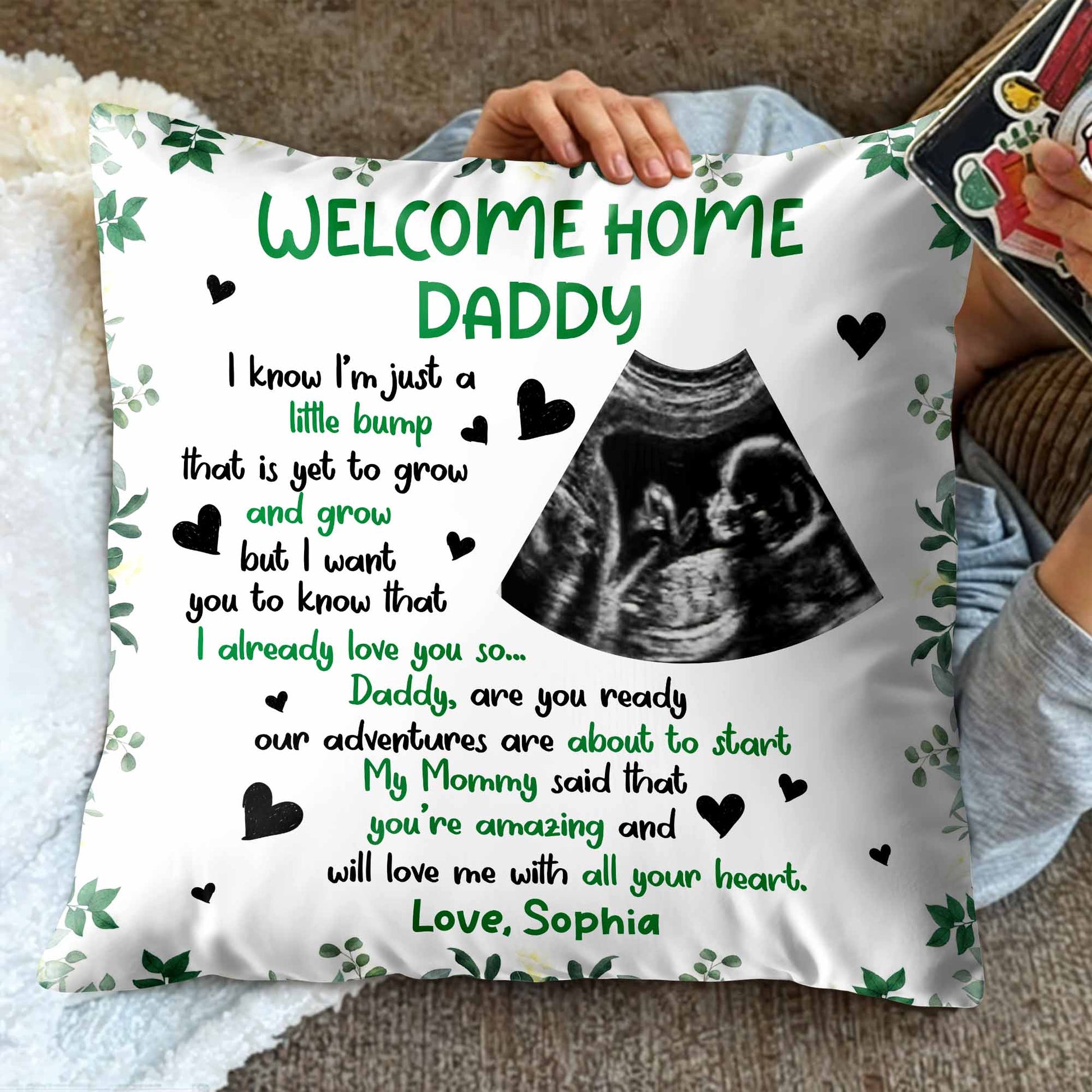 Welcome Home Daddy Sonogram And Heart Design
