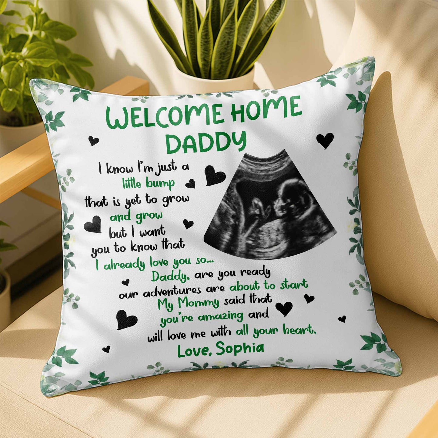 Welcome Home Daddy Sonogram And Heart Design