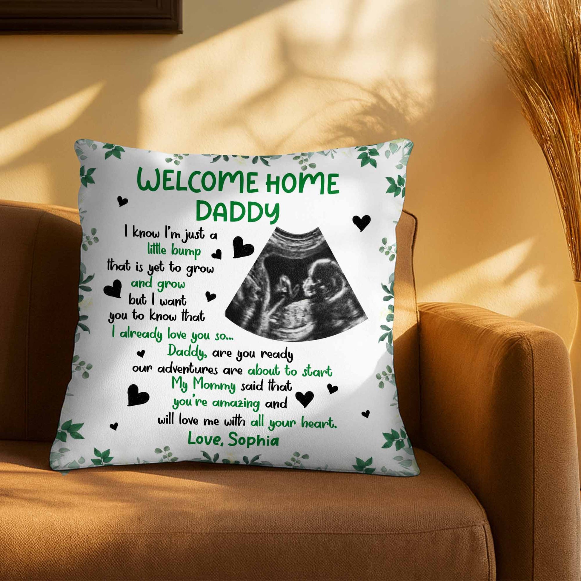 Welcome Home Daddy Sonogram And Heart Design