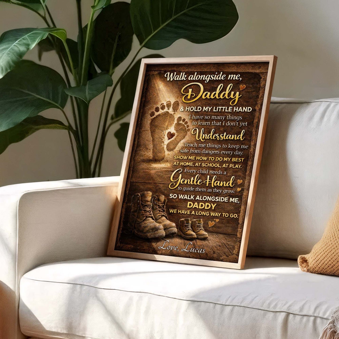 Walk Alongside Me, Daddy & Hold My Little Hand - Personalized Custom Vertical Poster - DAD272_VPOS