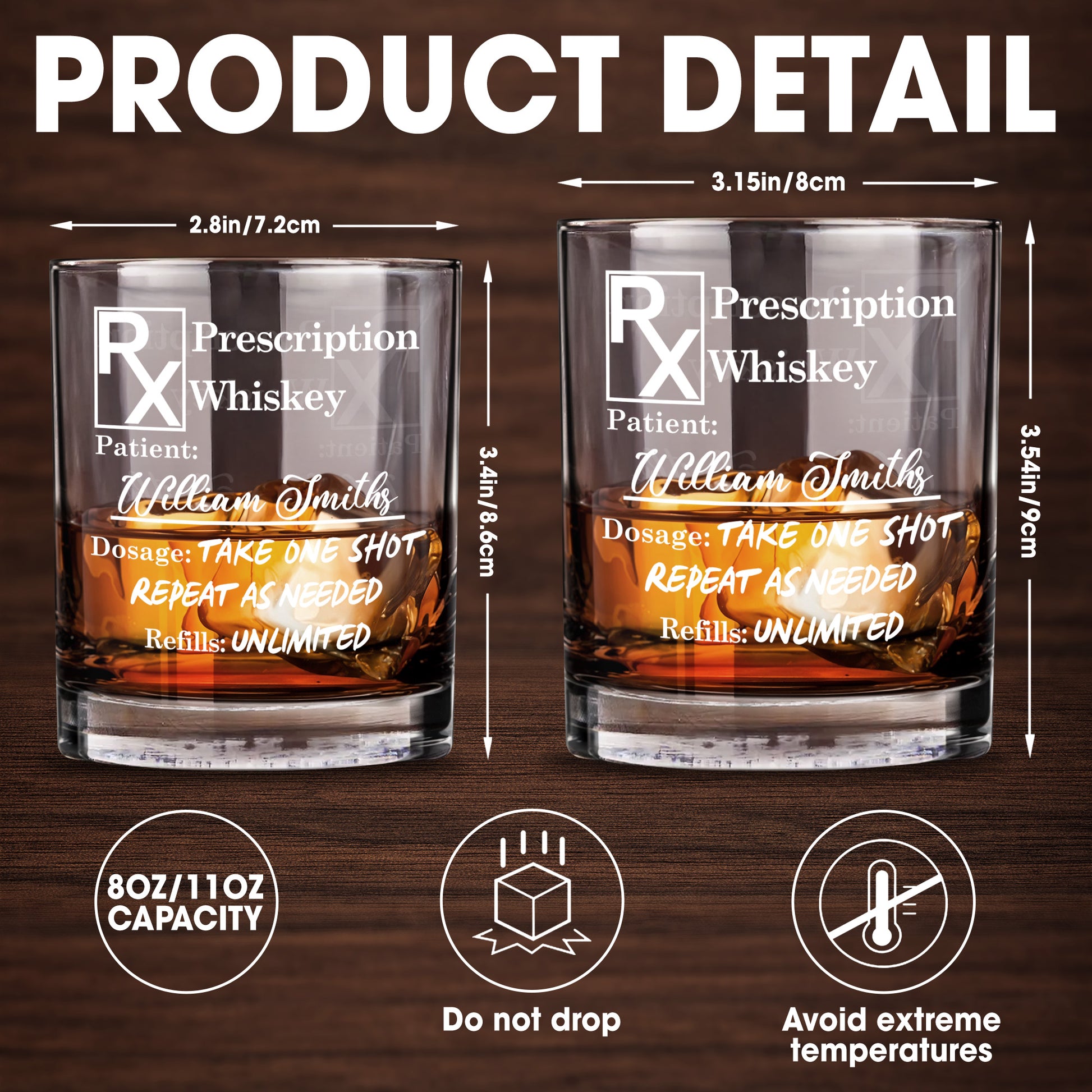 Prescription Whiskey Take One Shot Whiskey Glass