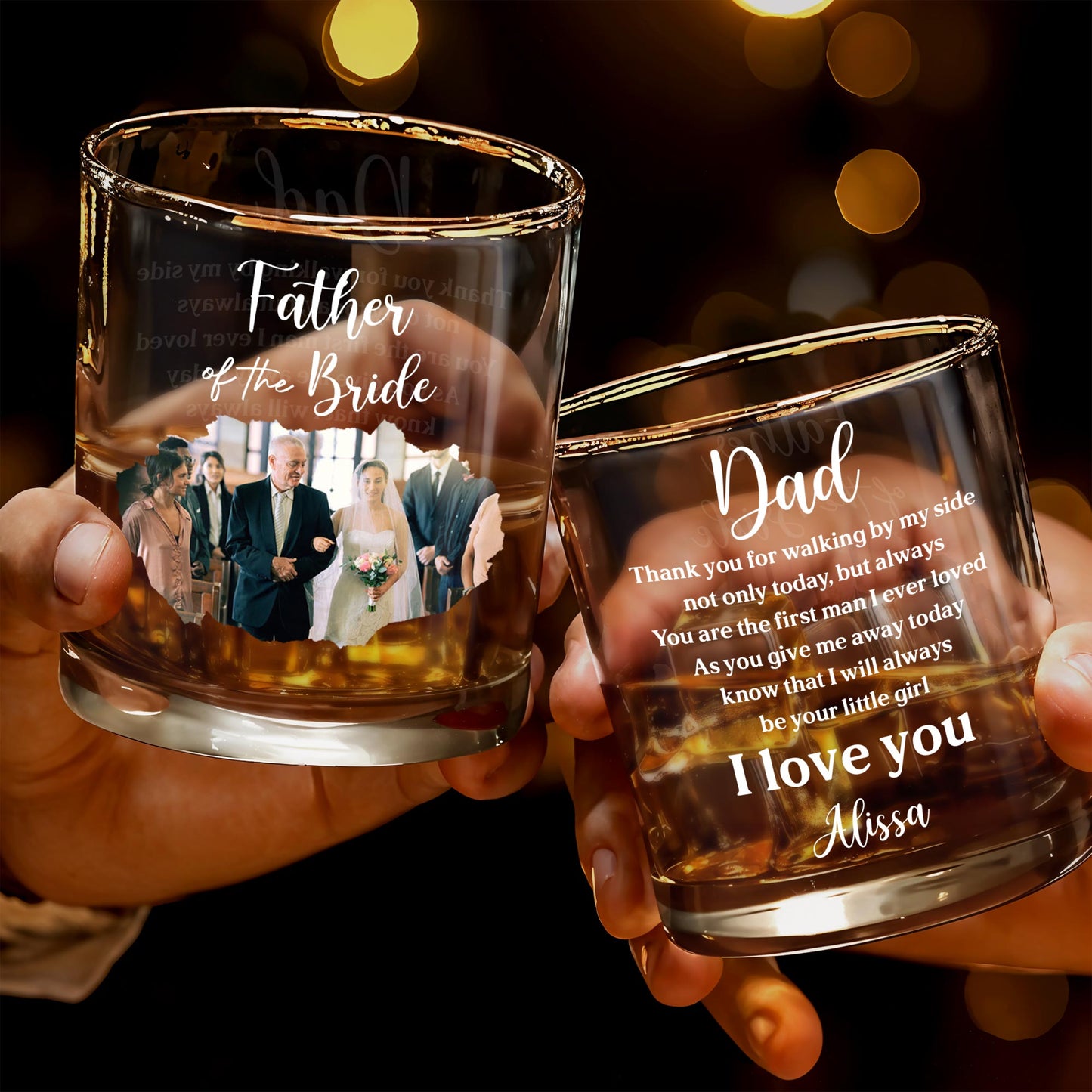 Father Of The Bride Wedding Photo Glass