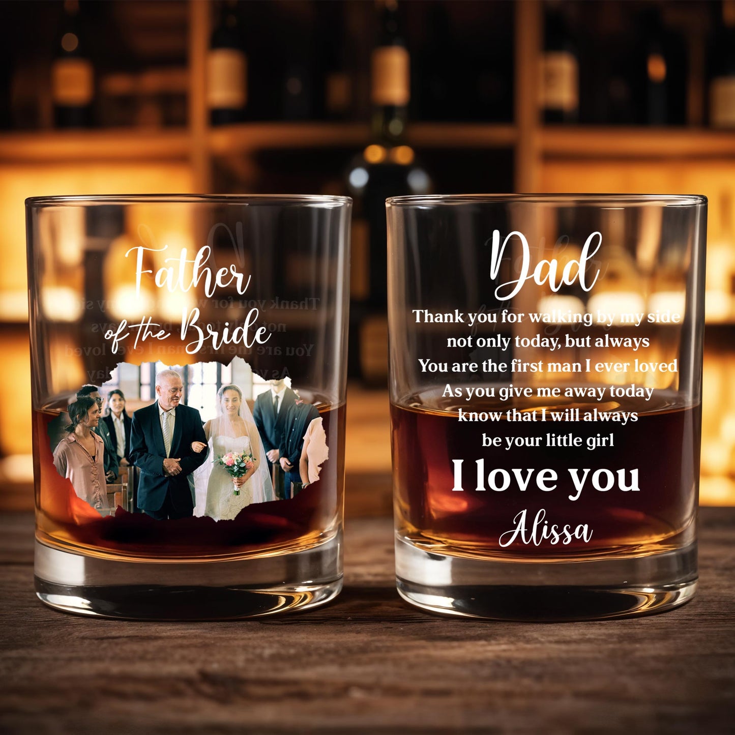 Father Of The Bride Wedding Photo Glass