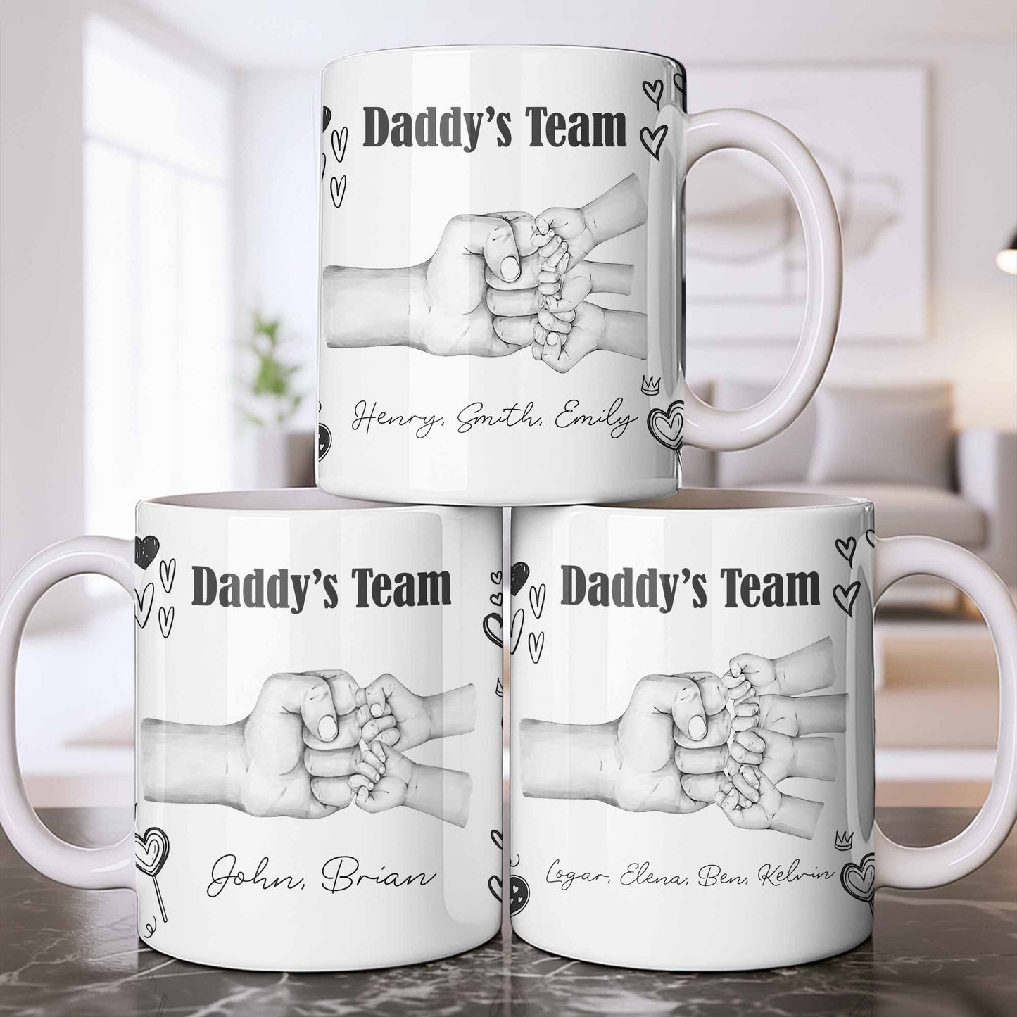 Daddy's Team Hand Holding Design