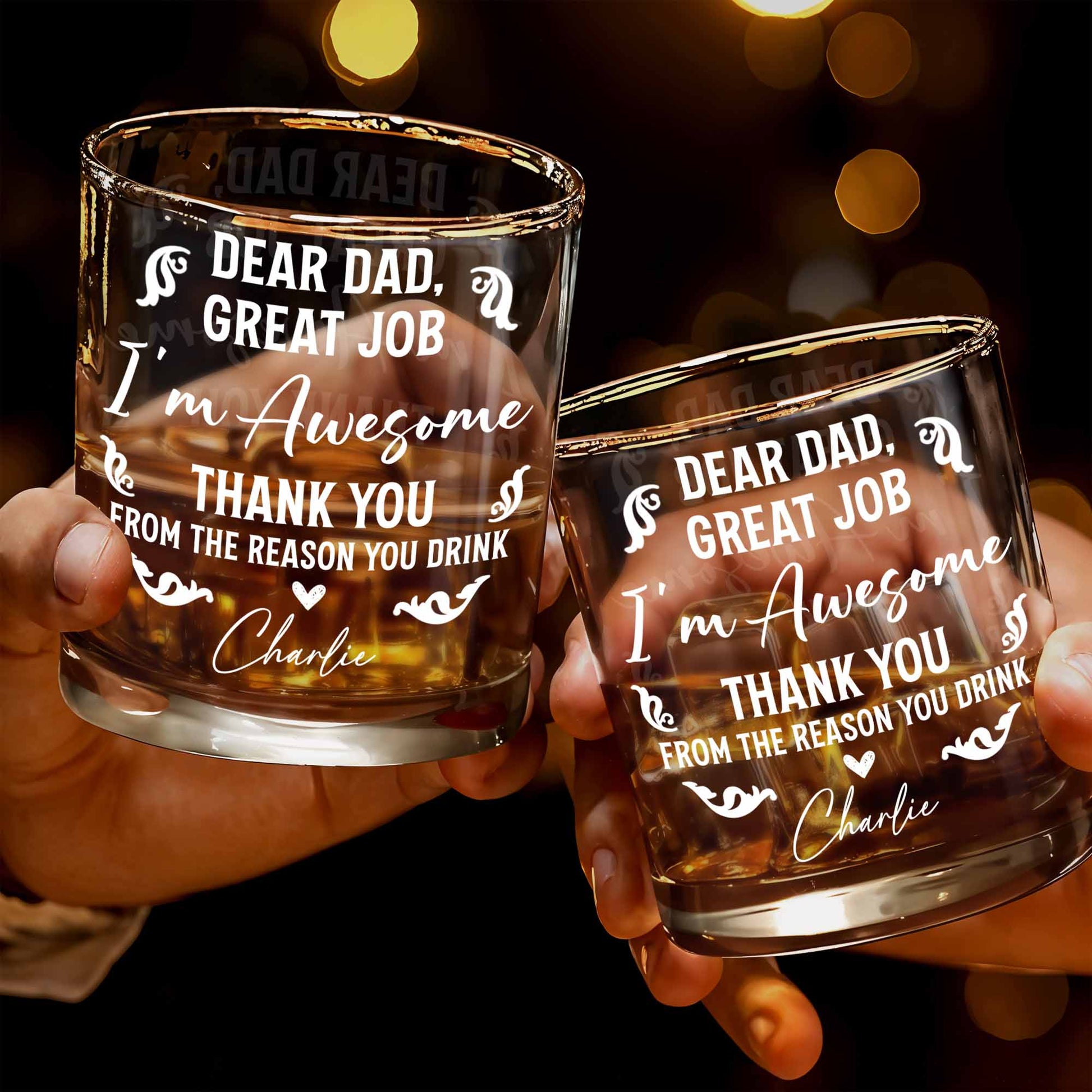 Dear Dad, Great Job I'm Awesome, Swirls And Hearts Design